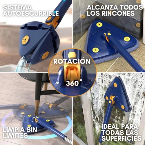 FREGONA TRIANGULAR AUTOESCURRIBLE 360º + 10 RECAMBIOS GRATIS